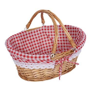 Imagem de Generic Cesta de Piquenique de Tecido Elegante Com Forro Macio para Costura, Armazenamento de Banheiro e Apresentações de Frutas Ótimo para Diversão na Praia ou No Quintal Material de Vime Durável (Generici6tgx9qn34-211103AH01-6)