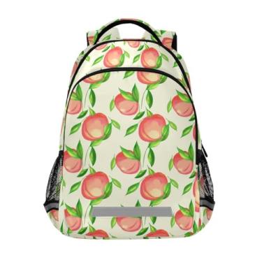 Imagem de ODAWA Cute Peaches Beige Kids Backpack for Students 6-12, Lightweight Laptop Bookbag with Reflective Strips and Chest Strap