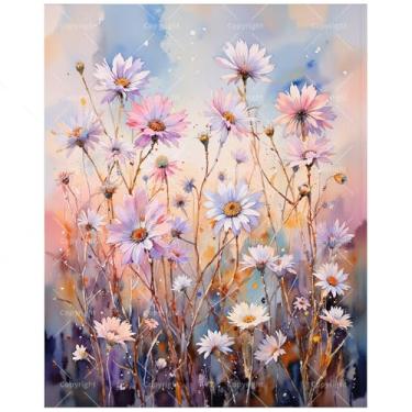 Imagem de Kit de pintura de flores silvestres por números para adultos - Pintura de margaridas pastel DIY em tela, conjunto de tinta acrílica, adequado para iniciantes, arte para decoração de casa ou presentes