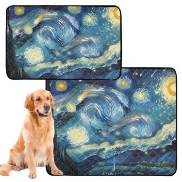 Imagem de Almofadas de xixi para cães reutilizáveis para animais de estimação, almofada de xixi, noite estrelada, meteoro, chuva, filhotes, treinamento, à prova de vazamento, tapete impermeável para cães, médio