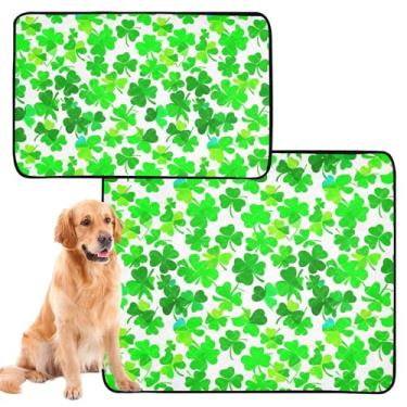 Imagem de Almofadas de xixi de folhas de trevo verde para animais de estimação, reutilizáveis, laváveis para cães, tapete impermeável para gaiolas de treinamento de cachorros, absorvente, médio + grande