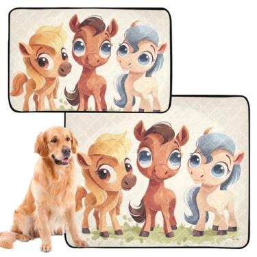 Imagem de Tapetes laváveis para xixi de cachorro fofos de desenho animado, impermeável, antiderrapante, reutilizável, para animais de estimação, almofada absorvente para parto, médio + grande, conjunto de 2