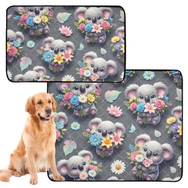 Imagem de TSENQUE Tapetes laváveis para xixi para cães, à prova d'água, antiderrapantes, fofos, coalas, florais, coloridos, para animais de estimação, gatos, filhotes, tapetes de parto para cães, pequeno x