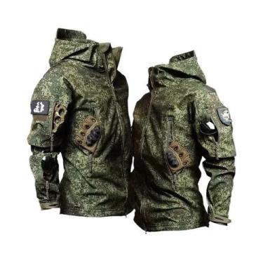 Imagem de Conjunto Tático Masculino Camuflado Impermeável Soft Shell De Inverno 
