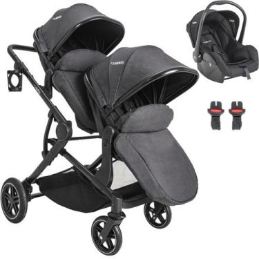 Imagem de Carrinho para Gemeos Moises Bebe Conforto Kiddo Pair Grafite
