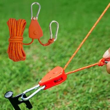 Imagem de Paracord refletivo Guyline com ajustadores de metal, corda resistente à prova de vento ajustável para barraca de acampamento, amarração de lona, laranja