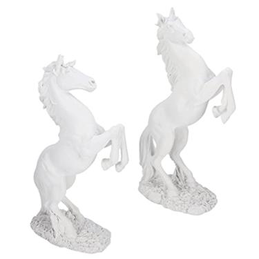 Imagem de GLOGLOW Estatueta de Escultura de Cavalo Em Estilo Europeu, Ornamento de Mesa de Resina, Branco e Cobre, 12,40 X 7,09 Polegadas, Decoração Antiga para Casa e Escritório, Decoração Diária (bs-020