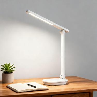 Imagem de KoudHug Lâmpada de mesa de LED, luminária de mesa sensível ao toque com porta de carregamento USB, temporizador de 10 minutos, 3 modos de cores, brilho contínuo, lâmpadas de mesa dobráveis e portáteis