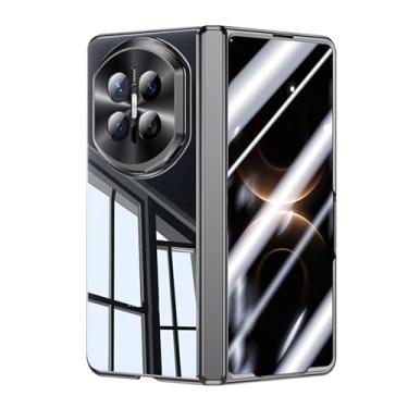 Imagem de FWYANZH Capa transparente para Huawei Mate X7, suporte de câmera galvanizado protetor de borda capa de tela dobradiça à prova de choque, capa de proteção de corpo inteiro, preta, Mate X7