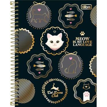 Imagem de Caderno purrfect Cats ESPIRAL Colegial TILIBRA - 10M 120 Folhas (Preto)