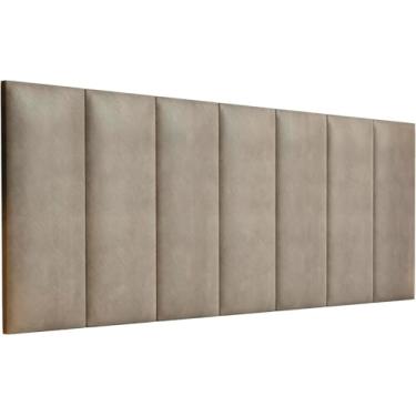 Imagem de Cabeceira Painel Imperial Estofada Suspensa Suede Casal 1,40m (Bege)