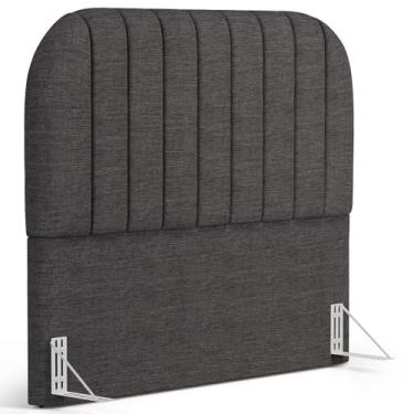 Imagem de Cabeceira Cama Box Queen Estofada Orgânica 160cm Alice W01 Linho Cinza Escuro - Lyam Decor