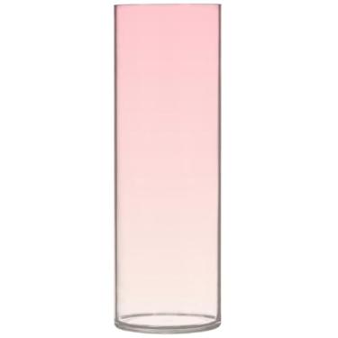Imagem de Vasos de flores cilíndricos para centros de mesa blush rosa linho gradiente grande vasos de outono plástico personalizado exclusivo decoração de flores modernas, 30 cm x 9,9 cm