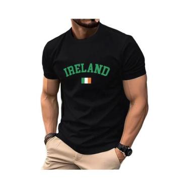 Imagem de Camiseta Masculina Oversized De Algodão Com Estampa Da Bandeira Da Irl