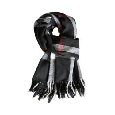 Imagem de Lenço xadrez de caxemira premium  mistura de charme clássico e elegânc