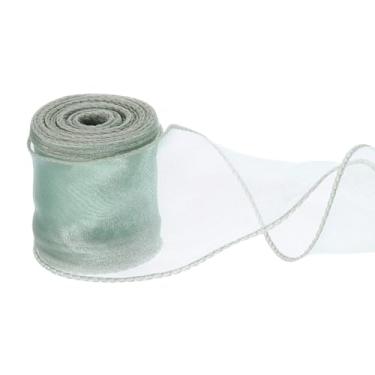 Imagem de PATIKIL Fita de chiffon com fio de 6 cm x 10 metros, fita de organza transparente com fio de cauda de peixe fitas de presente para artesanato embrulho de presente buquê floral, algas marinhas verdes