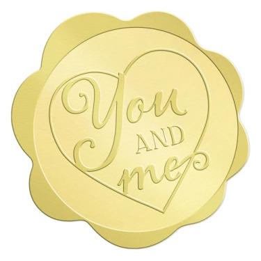 Imagem de Valentine's Day Stickers - 1.5" You and Me Gold Embossed Foiled Envelope Seals Labels Stickers for Wedding Anniversary Invitations, Greeting Cards, Party Favors, Self-Adhesive