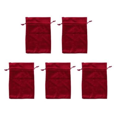 Imagem de 5 unidades de sacos de armazenamento de dados de veludo, sacos de armazenamento de joias com cordão macio multifuncional, porta-cartão de tarô | Bolsa com cordão | Bolsas de joias para armazenar joias