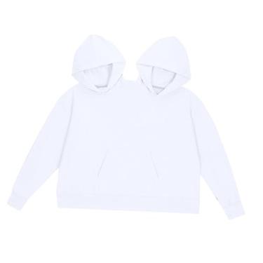 Imagem de Vaveren Moletom de casal para primavera e outono com bolso, ideal para assistir filmes no sofá em casa ou ao ar livre, Branco