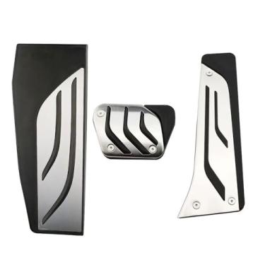 Imagem de zoomto Conjunto de 3 peças de capa de pedal de acelerador e pedal de freio compatível com BMW 1 2 3 4 Series F20 F21 F22 F23 F30 F31 F32 F33 F34 F36 Metal Rubber Silver Tone (preto)