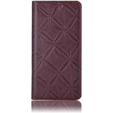 Imagem de FULNES Stend Função Flip Phone Cover Holster, para Apple iPhone 14 Plus Case 6,7 polegadas 2022 Padrão de Flor Capa Magnética Folio de Couro [Porta-Cartão] (Cor: Vermelho Vinho)