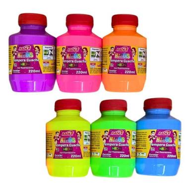 Imagem de Tinta Tempera Guache Potão 220ml Cores Neon Fluorescentes - Potão Tint