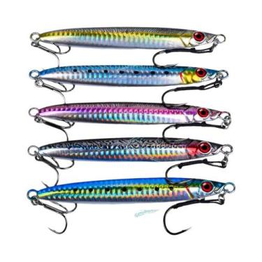Imagem de 5 Peças De Isca Metálica Jig Com Olho 3D Laser Popper Para Pesca Marít