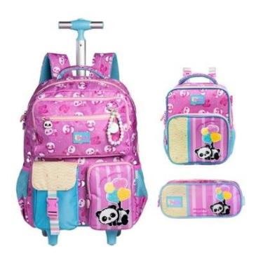 Imagem de Kit Mochila de Rodinha + Lancheira + Estojo Panda 16038-Masculino