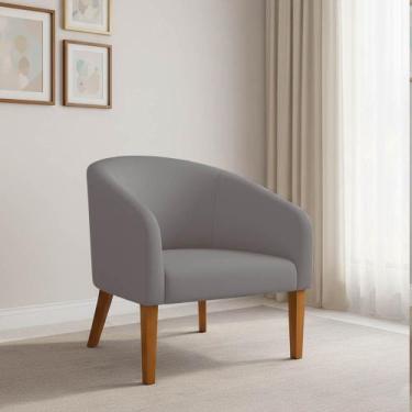 Imagem de Poltrona Sala Decorativa Stella Pé Madeira Trapézio Castanho Suede D03