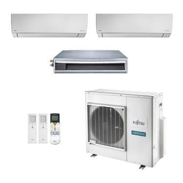 Imagem de Ar-Condicionado Multi Split Inverter Fujitsu 35.000 (1x Evap HW 9.000 + 1x Evap HW 12.000 + 1x Evap Duto 18.000) Quente/Frio 220V