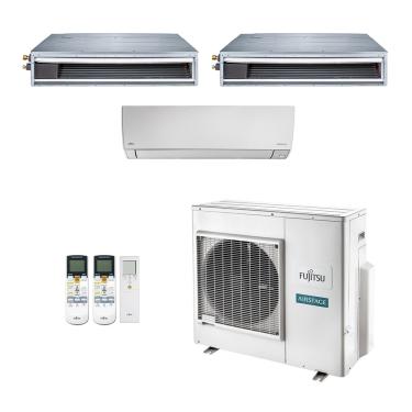 Imagem de Ar-Condicionado Multi Split Inverter Fujitsu 35.000 (1x Evap HW 9.000 + 2x Evap Duto 18.000) Quente/Frio 220V
