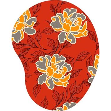 Imagem de Mouse Pad Ergonômico Gota Floral Oriental Laranja e Cinza 87
