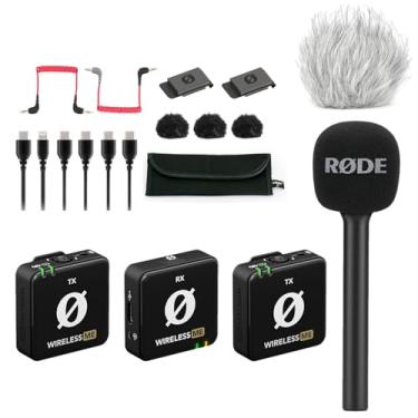 Imagem de Rode Wireless ME Sistema de rádio de microfone duplo + adaptador de mão Entrevista GO + proteção contra vento de pele Keepdrum