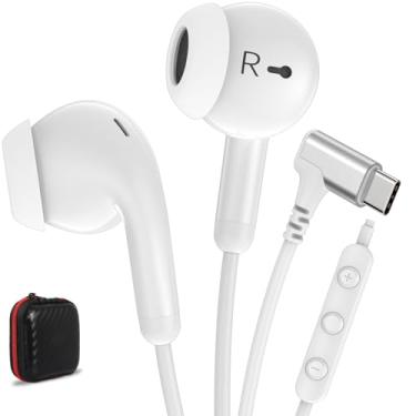 Imagem de Cabo USB C, fones de ouvido USB tipo C, fones de ouvido com fio para iPad 10ª geração iPhone 17 Pro 16 15 Samsung S25 S21 S23 S24 C, fone de ouvido com plugue de fone de ouvido com microfone e