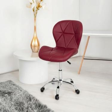 Imagem de Cadeira Escritório Com Rodas Slim Vegas Base Giratória Estofada Vinho