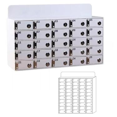 Imagem de Armários para celular de acrílico branco com 6 compartimentos: armazenamento seguro para celular com chaves individuais, armários de alta capacidade para uso no escritório e na fábrica, solução ideal