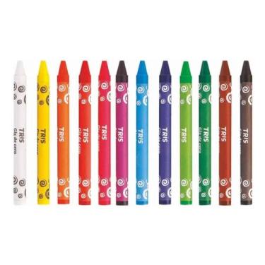 Imagem de Giz de Cera Fino Com Rótulo Protetor 12 Cores - Tris