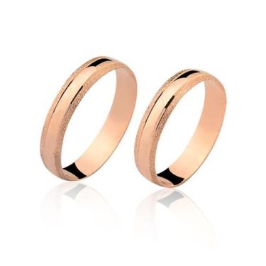 Imagem de Par De Alianças Em Ouro 10k Rosé Rosa, Vermelho - MAEHLER Arte Em Joia
