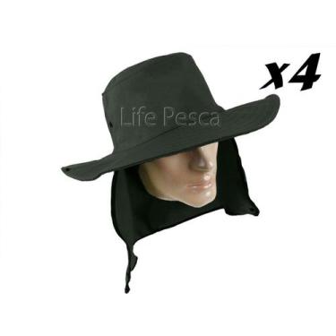 Imagem de Kit 4 Chapéus Pescador C/ Protetor De Nuca - Várias Cores - JL, Verde 