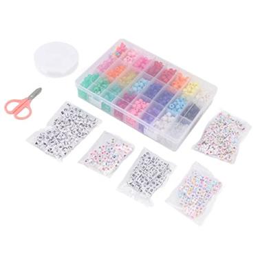 Imagem de CUOFYUNL 1900 peças kit de miçangas para fazer joias em acrílico DIY fofo cor brilhante carta miçanga para colar pulseira