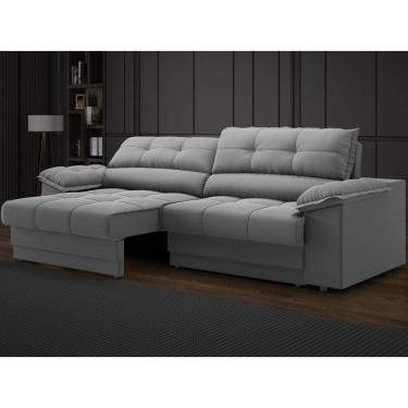 Imagem de Sofá com Carregador USB e Molas no Assento Retrátil Reclinável Mimo 2,30m Velosuede - NETSOFAS