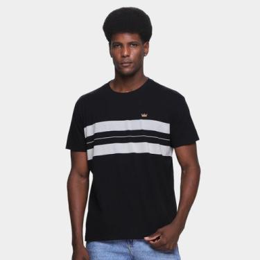 Imagem de Camiseta Osklen Vintage Listrada Pranchão Masculina, Preto, M