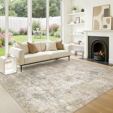 Imagem de Tapetes de área para sala de estar: tapete lavável grande neutro abstrato macio antiderrapante resistente a manchas tapete interno para quarto sala de jantar berçário escritório sala de jogos