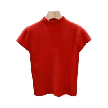 Imagem de Camiseta Feminina De Malha Slim Fit Com Manga Curta E Decote Redondo E