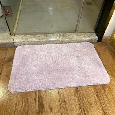 Imagem de HOMEVER Tapete de banheiro de microfibra de luxo, tapete de banho antiderrapante absorvente de água, tapete grosso de pelúcia para banheiro, chuveiro, banheira (ilás)
