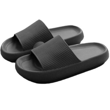 Imagem de Pantufas masculinas e femininas athroom, espessas, macias, nuvens, para uso interno, casa, praia, antiderrapante, secagem rápida, Preto, 7.5-8.5 Women/6-7 Men