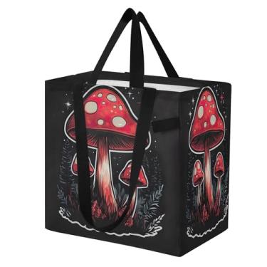 Imagem de SEHANY Sacola de compras reutilizável de cogumelo herb com alças reforçadas, bolsa de compras de lona dobrável à prova d'água de grande capacidade para viagem, cozinha, praia