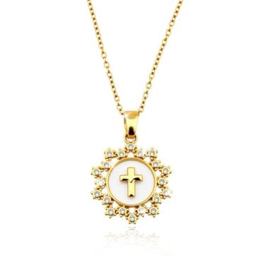 Imagem de YangQian Colar com pingente de cruz de strass para formatura, aniversário, aniversário, dia dos namorados, presente para sua namorada e esposa, Zinco, Sem Pedra Preciosa