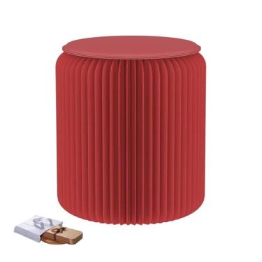 Imagem de Folding Paper Stool Tamborete Dobrável Colorido Do Papel De Embalagem, Cadeira Criativa Escalável Lazer Acordeão, Usado Para Fotografar Lojas Roupas(Red,36x30cm/14.96x11.81in)