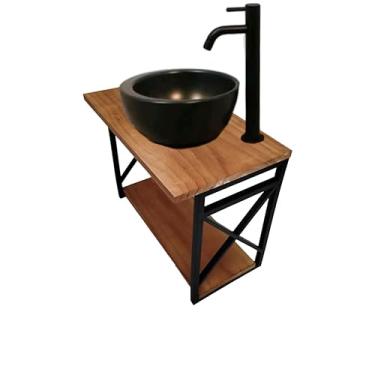 Imagem de Gabinete de Banheiro Estilo Industrial – Sem Cuba e Não Enferruja, Armário Organizador Resistente para Higiene e Cosméticos Doméstico